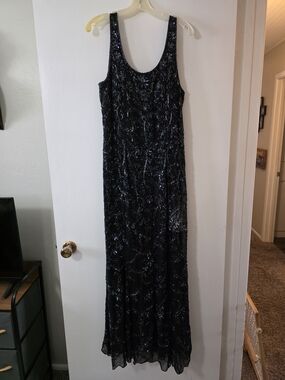 Sean Collection Black Sequin & Beaded Maxi Dress